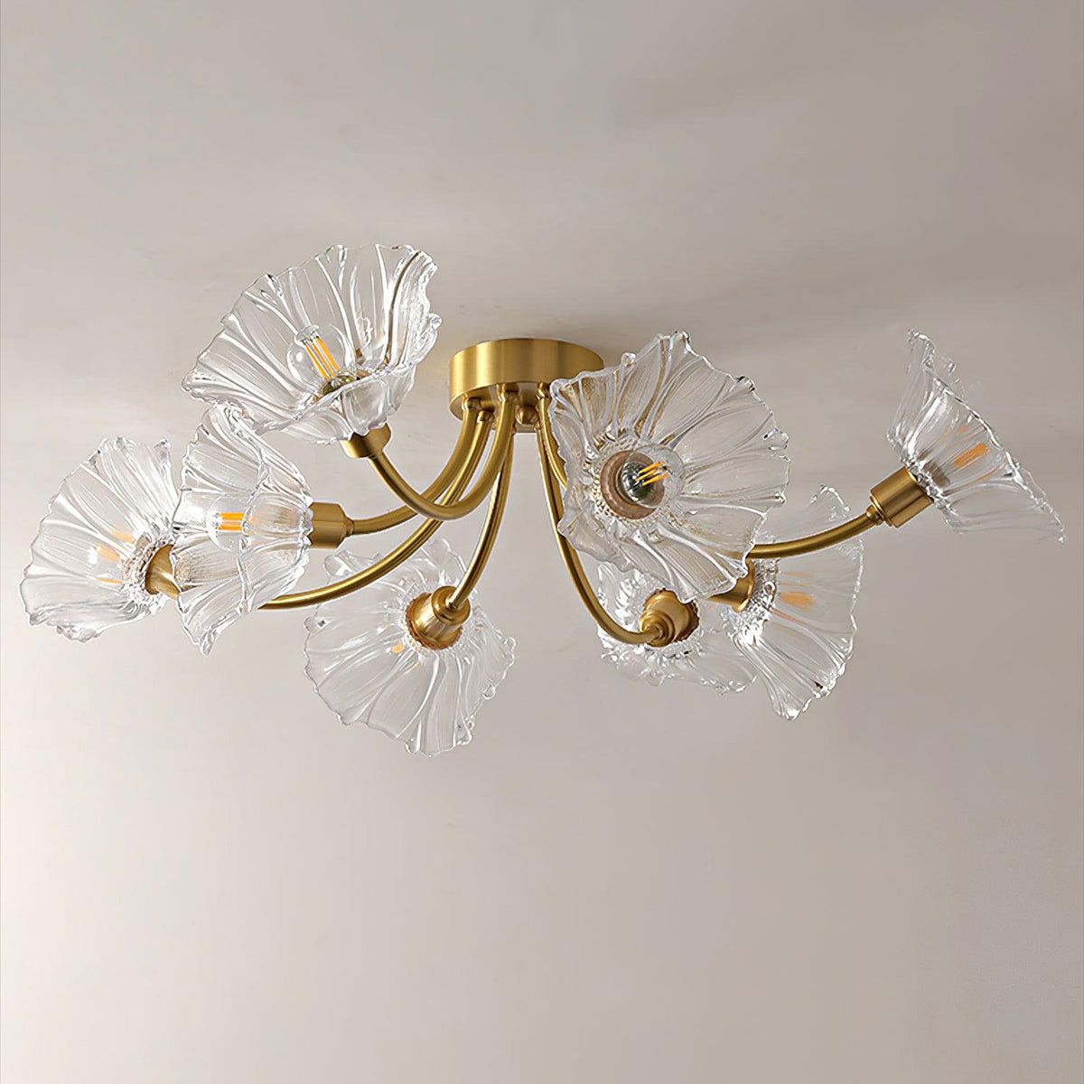 Jorina Lumière de Plafond Fleur en Verre Pétale Chic Élégante