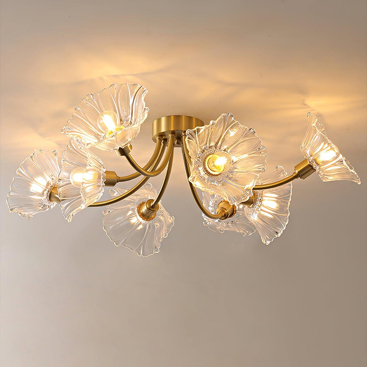 Jorina Lumière de Plafond Fleur en Verre Pétale Chic Élégante