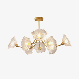 Lustra Lustre en Verre Fleur avec Finition Laiton