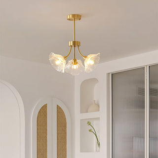 Lustra Lustre en Verre Fleur avec Finition Laiton