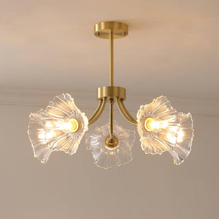 Lustra Lustre en Verre Fleur avec Finition Laiton