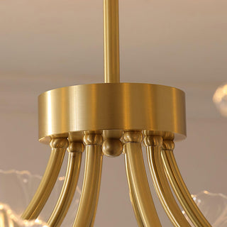 Lustra Lustre en Verre Fleur avec Finition Laiton