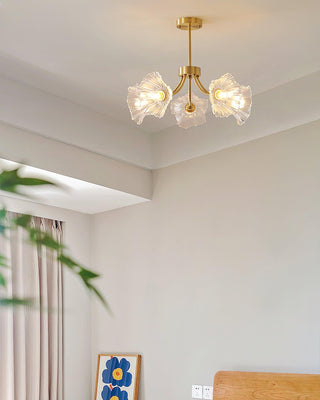 Lustra Lustre en Verre Fleur avec Finition Laiton