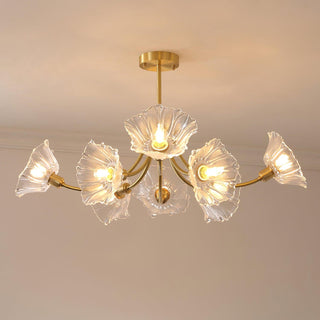 Lustra Lustre en Verre Fleur avec Finition Laiton