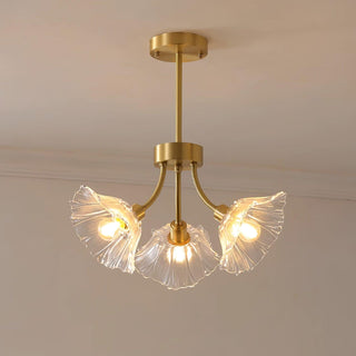 Lustra Lustre en Verre Fleur avec Finition Laiton