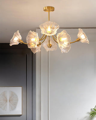 Lustra Lustre en Verre Fleur avec Finition Laiton
