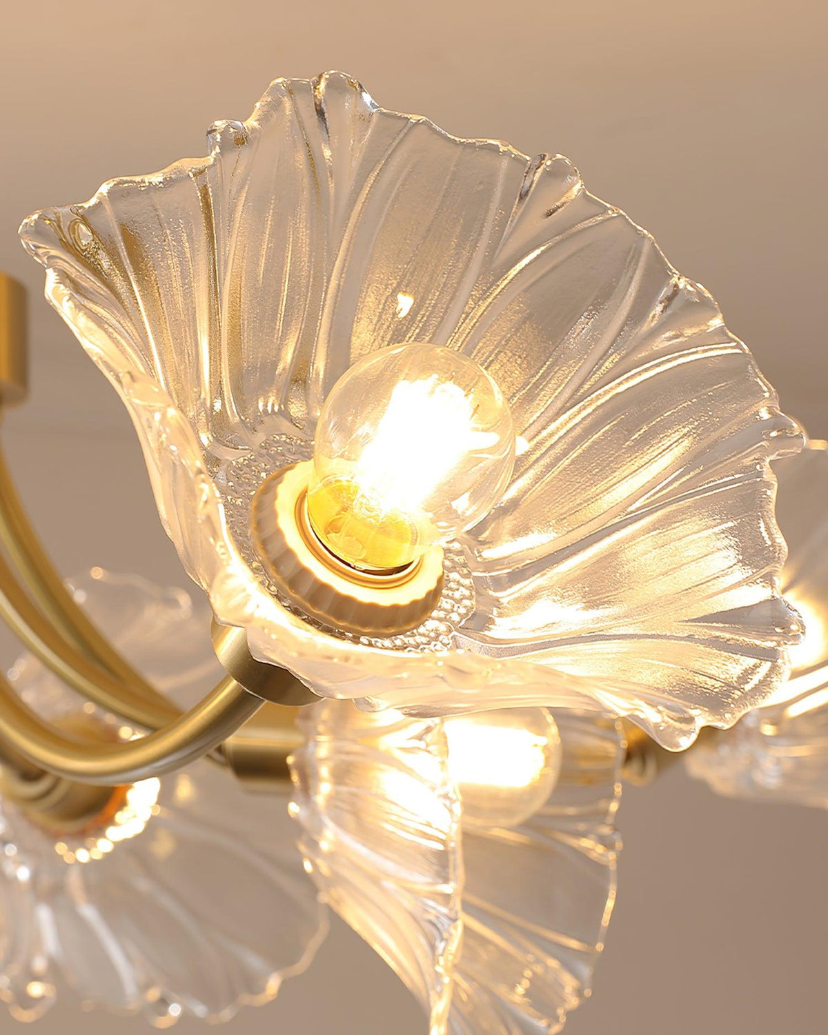 Theraine Lustre en Verre Fleur avec Finition Laiton