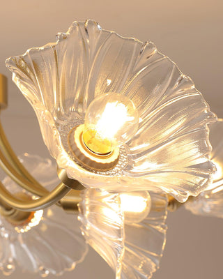Lustra Lustre en Verre Fleur avec Finition Laiton