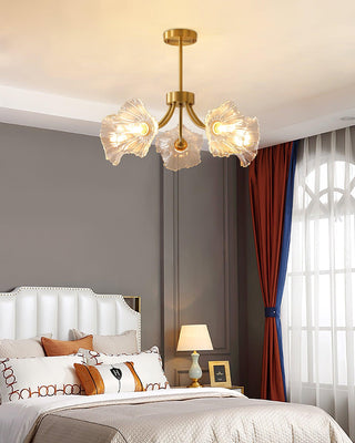 Lustra Lustre en Verre Fleur avec Finition Laiton