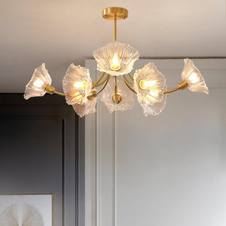 Lustra Lustre en Verre Fleur avec Finition Laiton