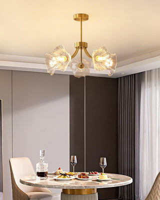 Lustra Lustre en Verre Fleur avec Finition Laiton
