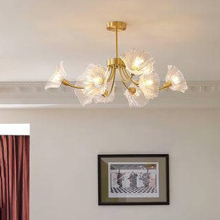 Lustra Lustre en Verre Fleur avec Finition Laiton