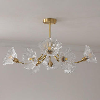 Lustra Lustre en Verre Fleur avec Finition Laiton