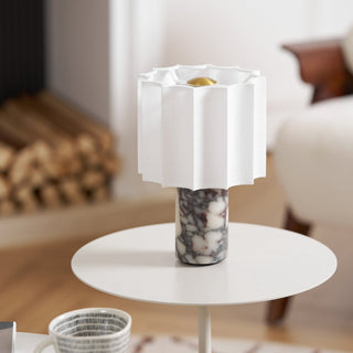 Serenity Lampe de Table en Tissu Plissé Et Marbre