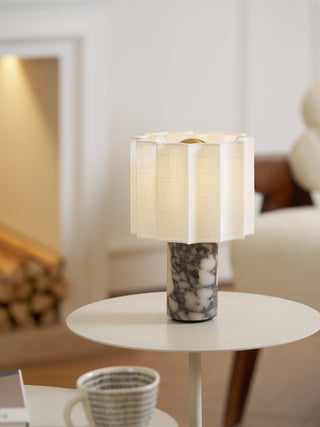 Serenity Lampe de Table en Tissu Plissé Et Marbre