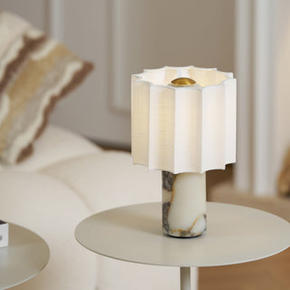 Serenity Lampe de Table en Tissu Plissé Et Marbre