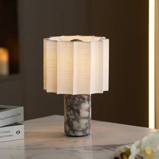 Serenity Lampe de Table en Tissu Plissé Et Marbre