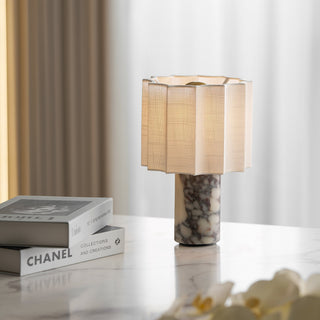 Serenity Lampe de Table en Tissu Plissé Et Marbre