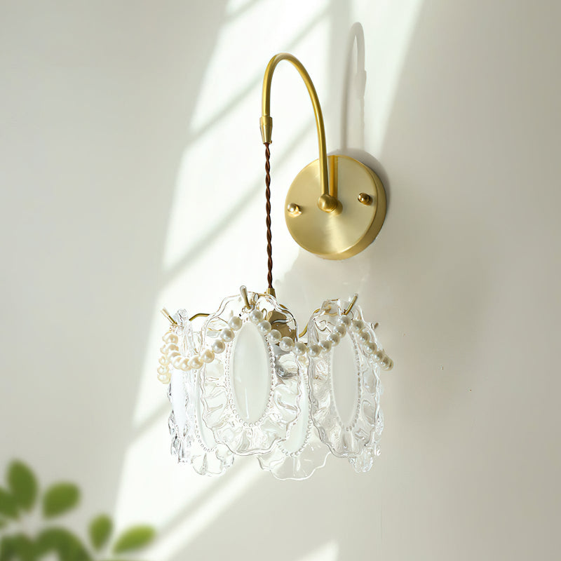 Close-up of the textured glass shade on the Kano Wall Light.