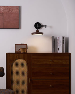 Kenshika Bois Disque Noir Applique Lumière