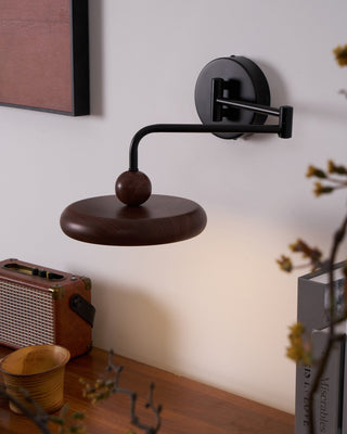 Kenshika Bois Disque Noir Applique Lumière