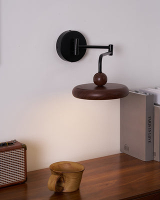 Kenshika Bois Disque Noir Applique Lumière