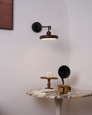 Kenshika Bois Disque Noir Applique Lumière