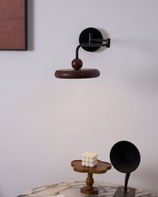 Kenshika Bois Disque Noir Applique Lumière