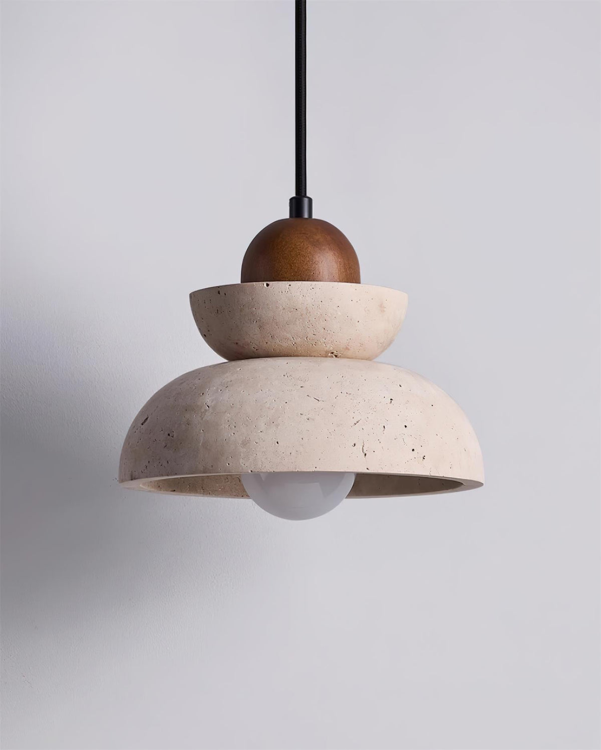 Pendant Lamp Travertine Shade Wood Modern Nordic Beige Walnut-Neutral Decor