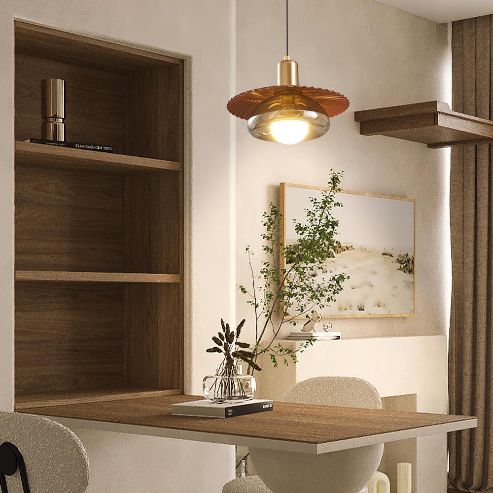 Elysor Brass and Glass Pendant Lamp-Neutral Decor