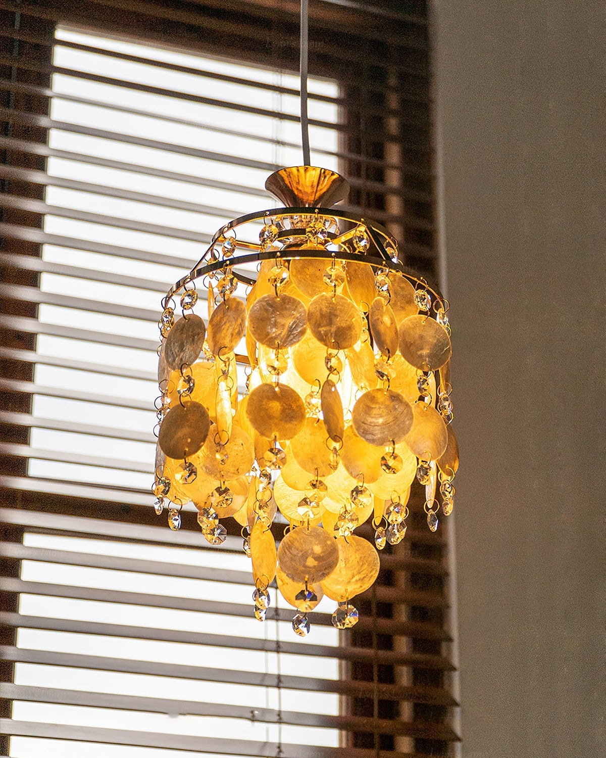 Detail of the metal canopy and suspension wire for the Katinka Pendant Light.