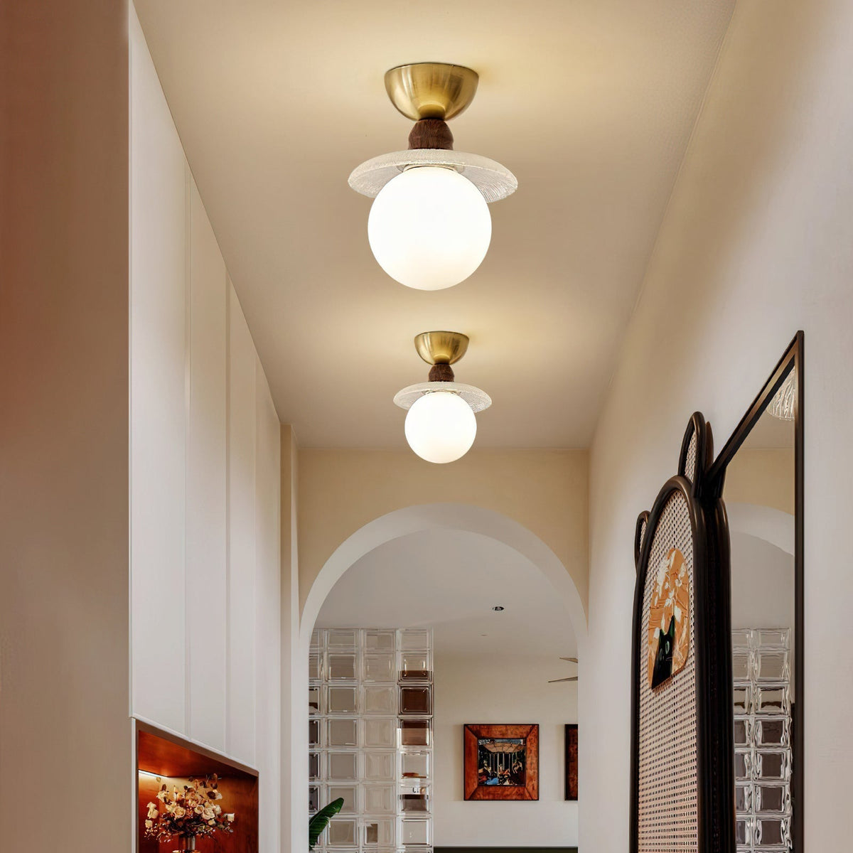 Kaydan Ceiling Lamp in Amber & Gold finish.