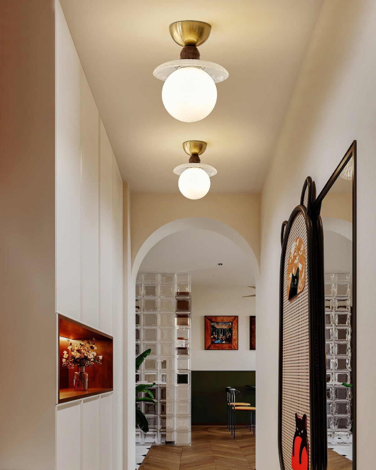 Kaydan Ceiling Lamp in White & Gold finish.