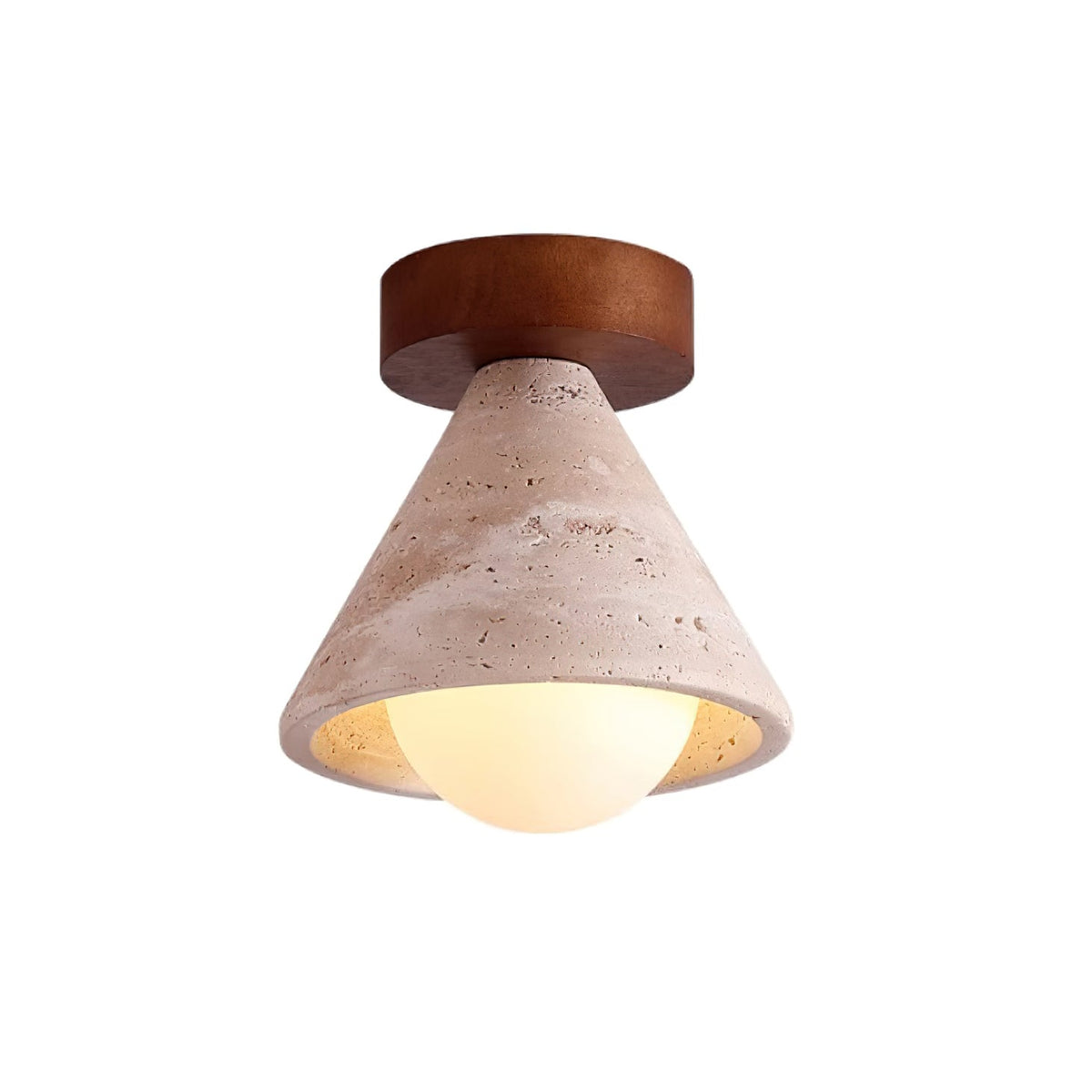 Hudon Travertine Cone Flush Mount Ceiling Light-Neutral Decor