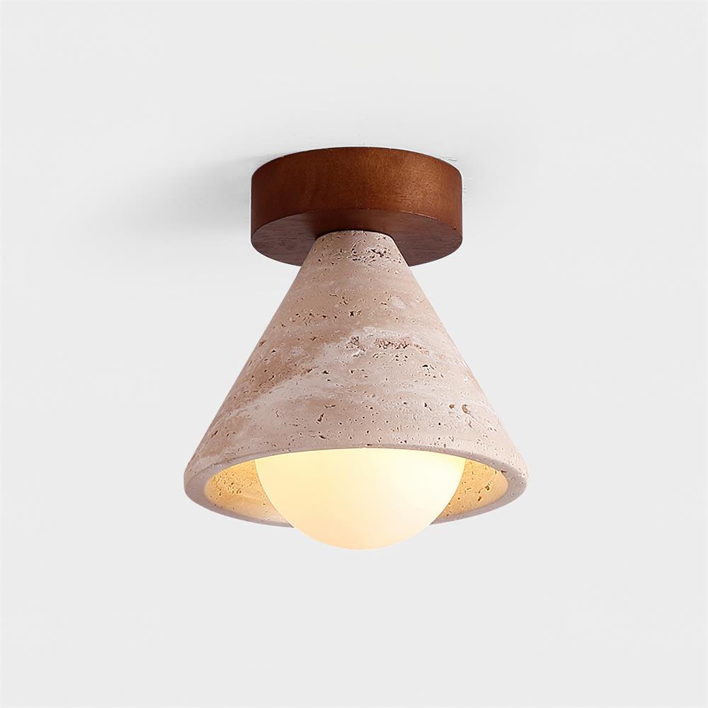 Hudon Travertine Cone Flush Mount Ceiling Light-Neutral Decor