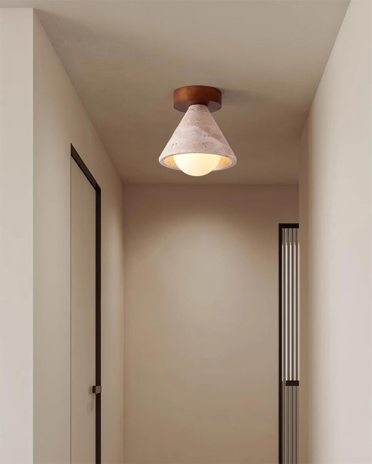 Hudon Travertine Cone Flush Mount Ceiling Light-Neutral Decor