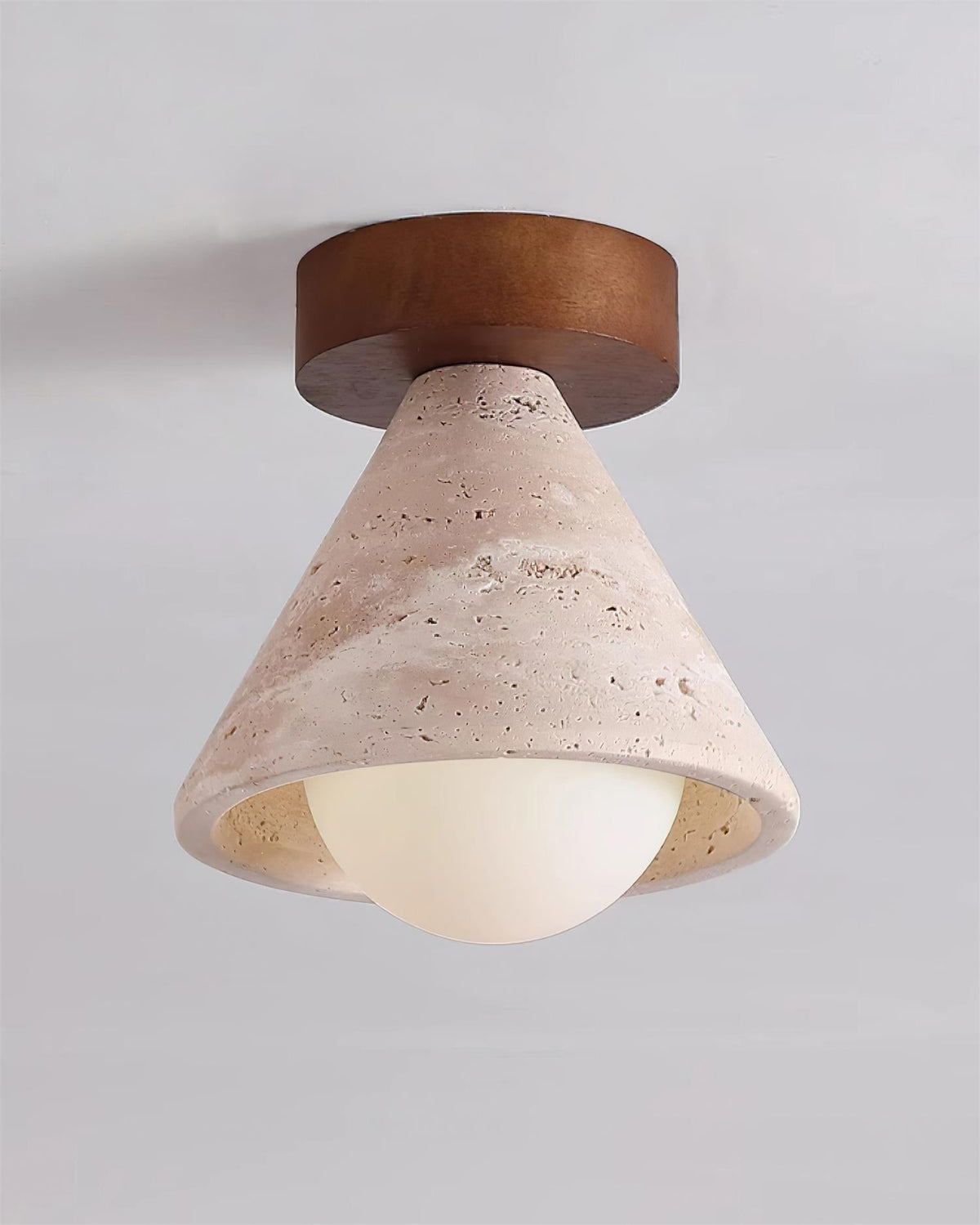 Hudon Travertine Cone Flush Mount Ceiling Light-Neutral Decor