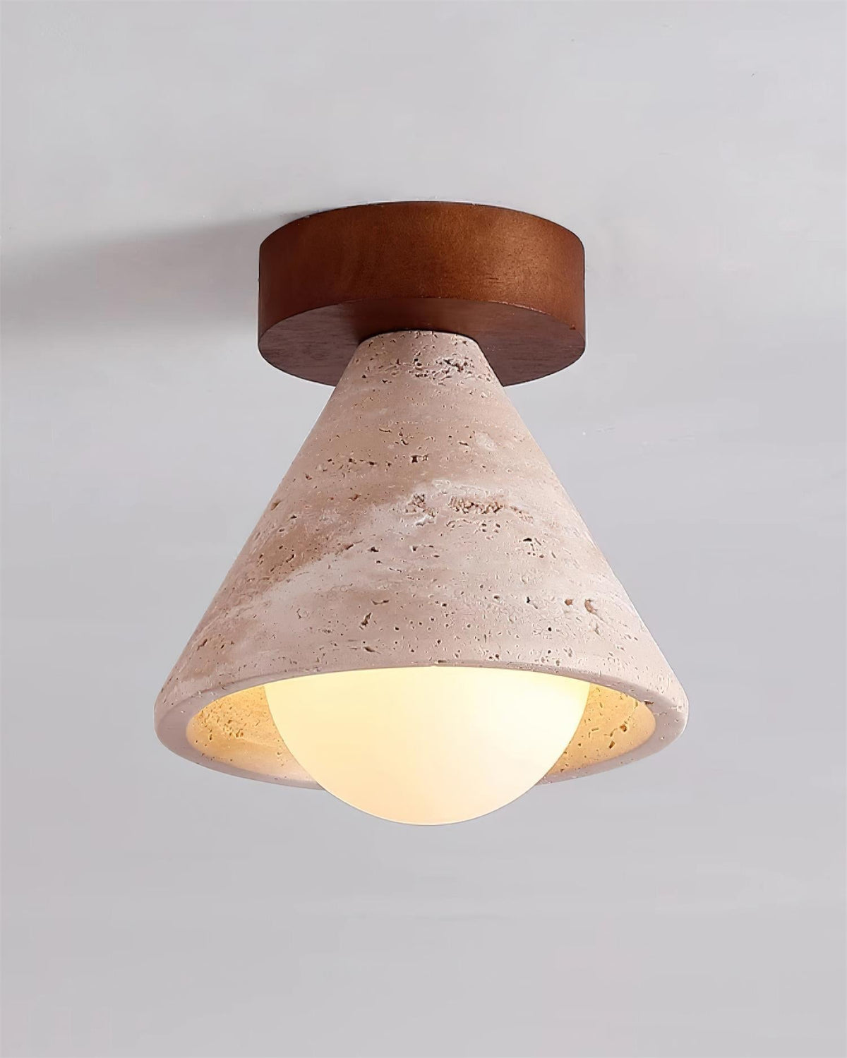 Hudon Travertine Cone Flush Mount Ceiling Light-Neutral Decor