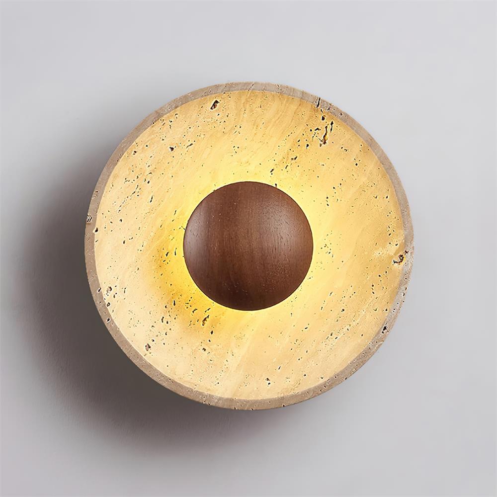Norvian Wall Lamp Round Travertine Minimalist-Neutral Decor