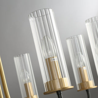 Lustre Cadre Rond Noir Bras en Laiton avec Verre Cannelé