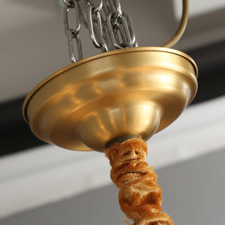 Lustre Cadre Rond Noir Bras en Laiton avec Verre Cannelé