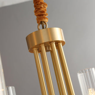 Lustre Cadre Rond Noir Bras en Laiton avec Verre Cannelé