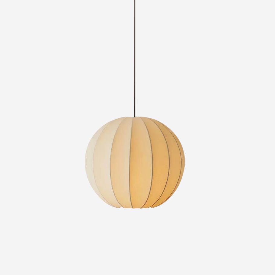 Pendant Light Silk Ribbed Globe Modern Minimalist Ambient Dining-Neutral Decor