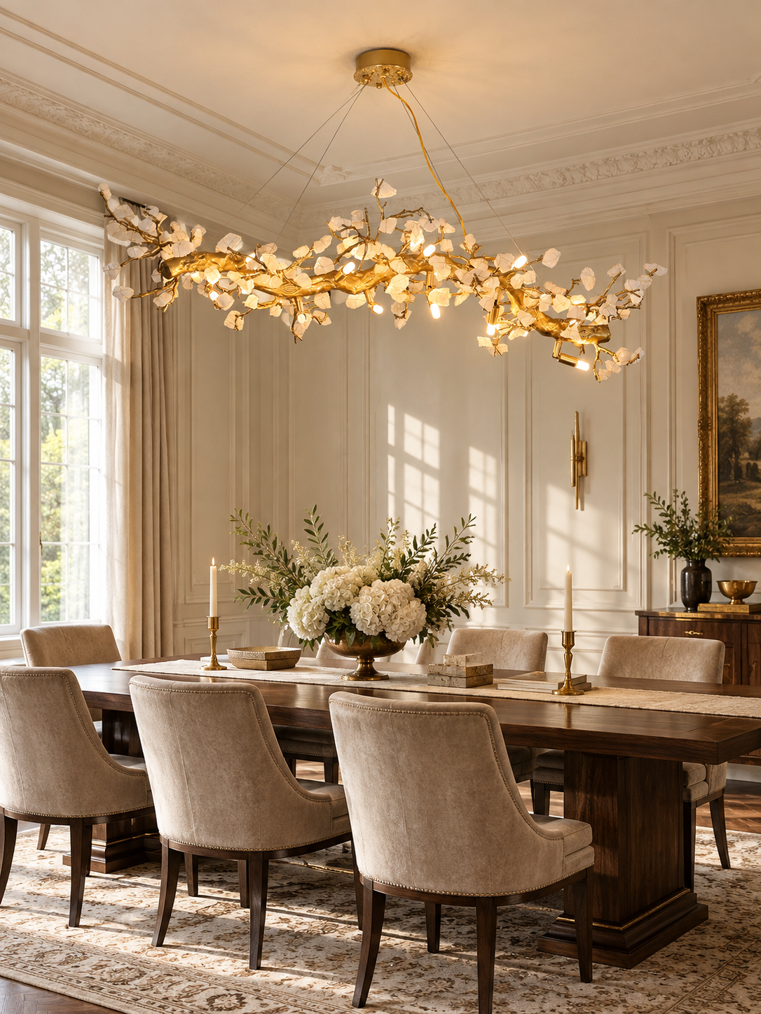 Casterford Lustre Linéaire À Branches En Pierre Blanche – vue 4