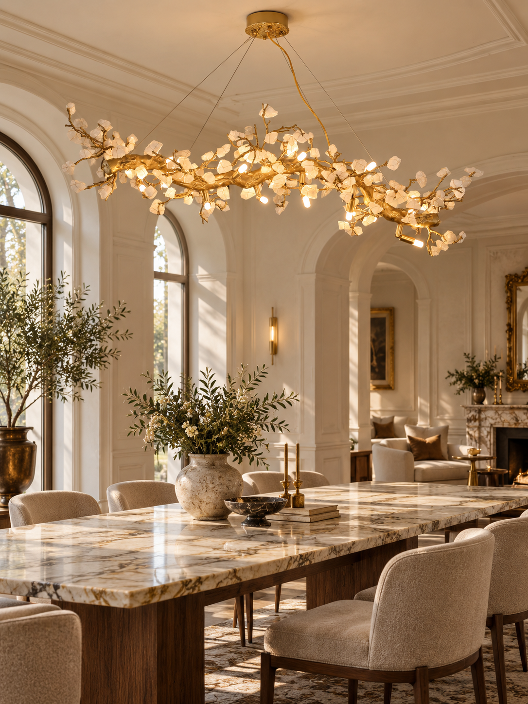 Casterford Lustre Linéaire À Branches En Pierre Blanche – vue 3