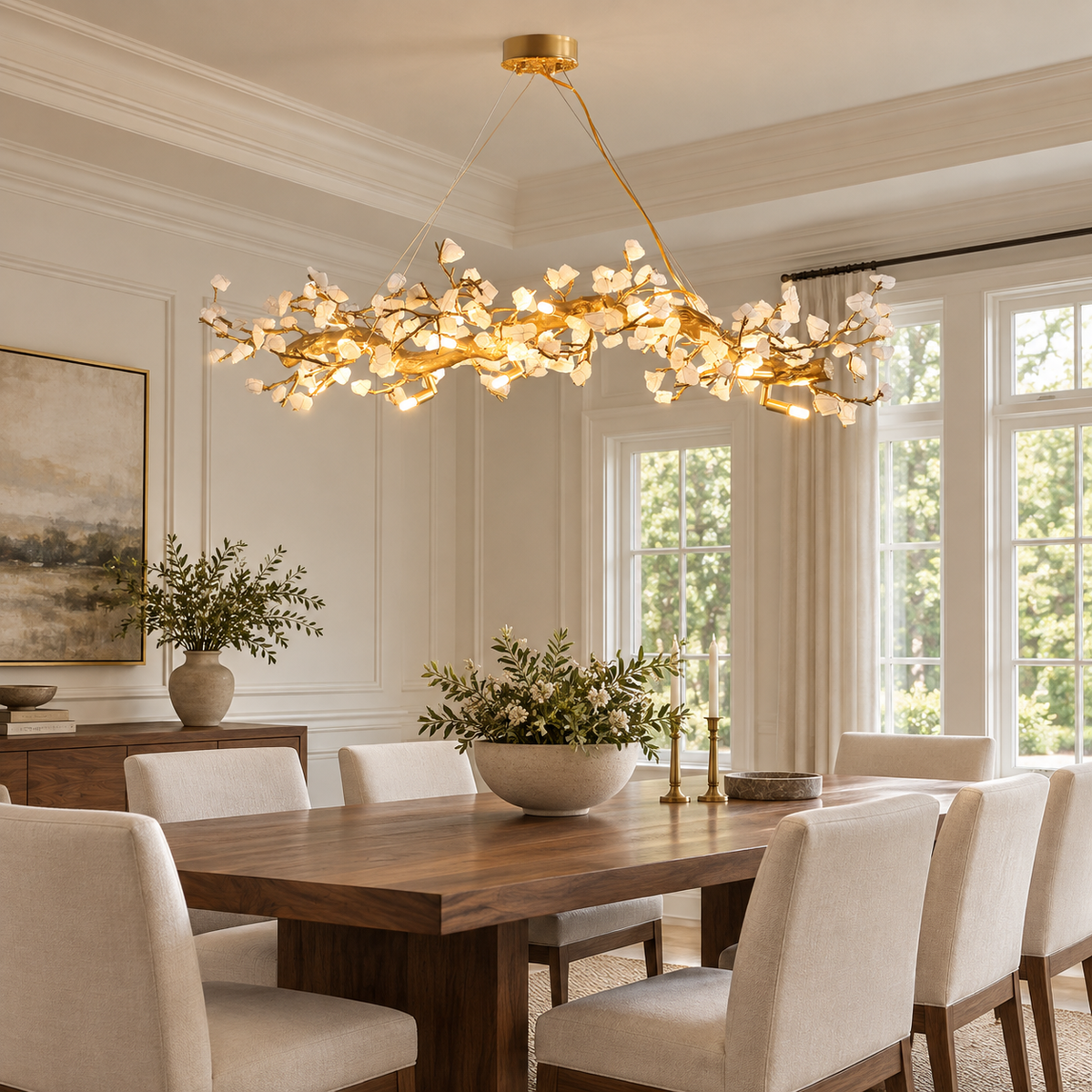 Casterford Lustre Linéaire À Branches En Pierre Blanche – vue 2