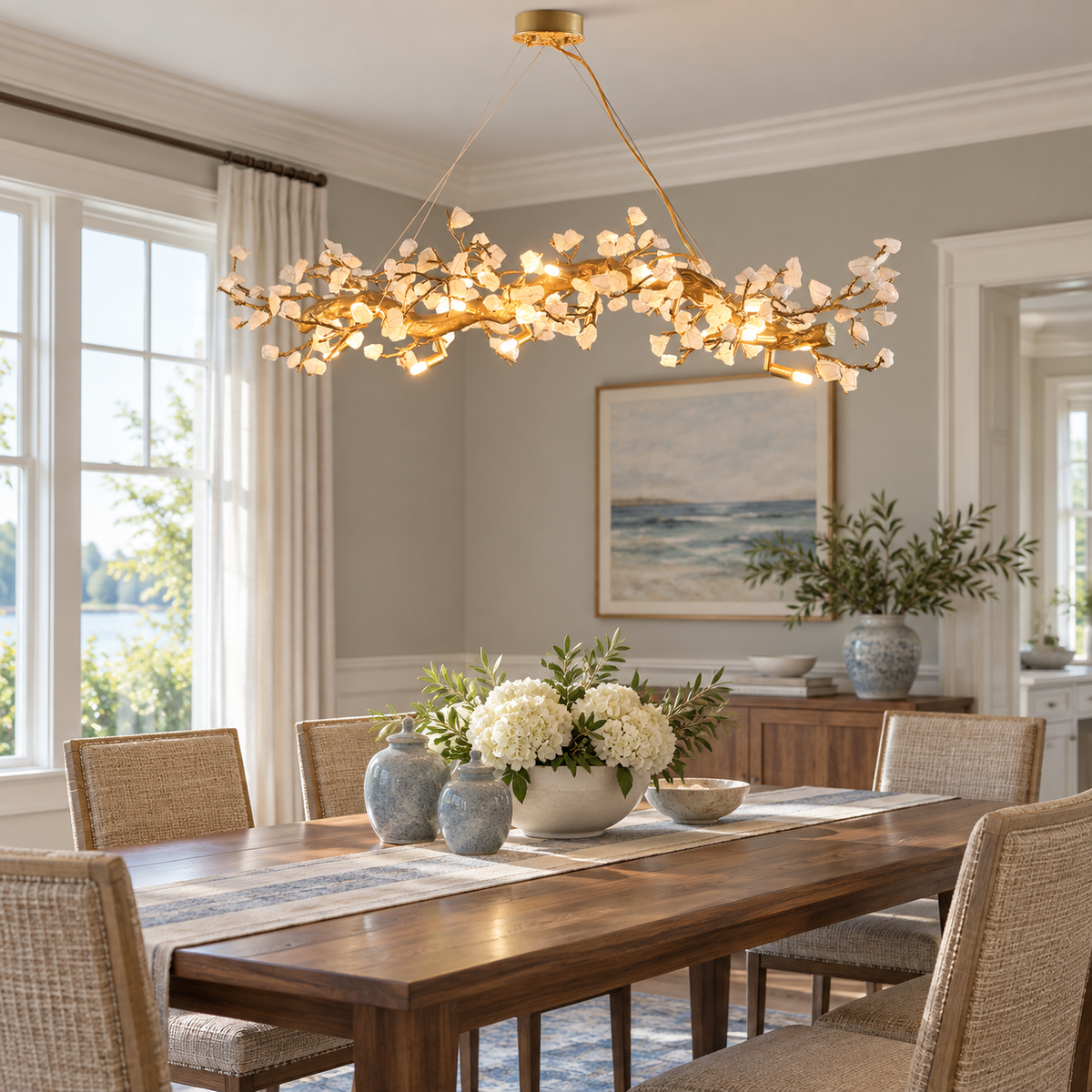 Casterford Lustre Linéaire À Branches En Pierre Blanche – vue 9