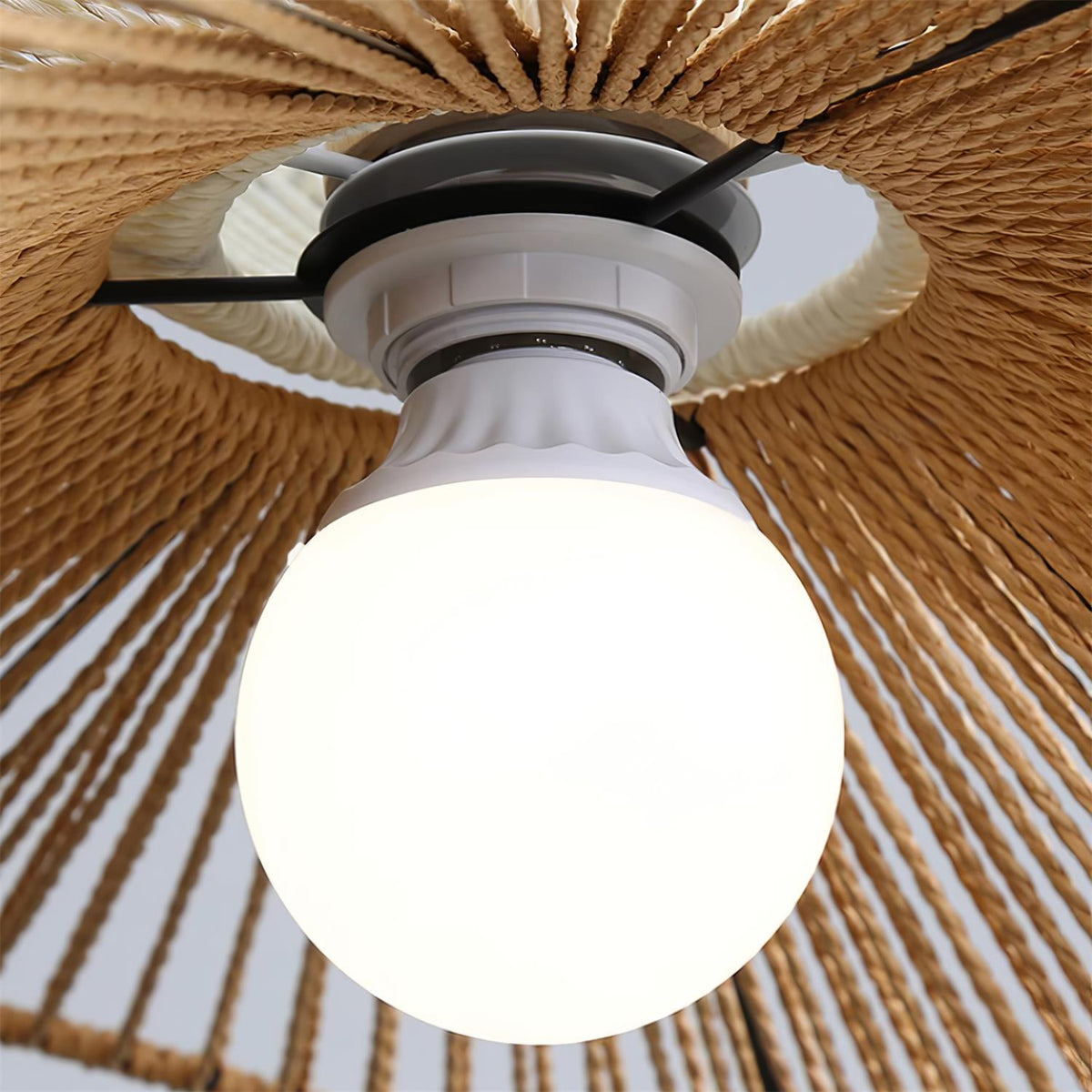 Pendant Lamp Woven Hemp Shade Sculptural Natural Modern-Neutral Decor