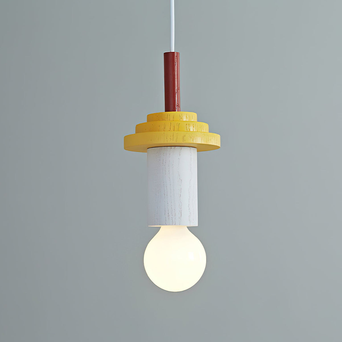 Front view of the red Klee Geometric Pendant Light.