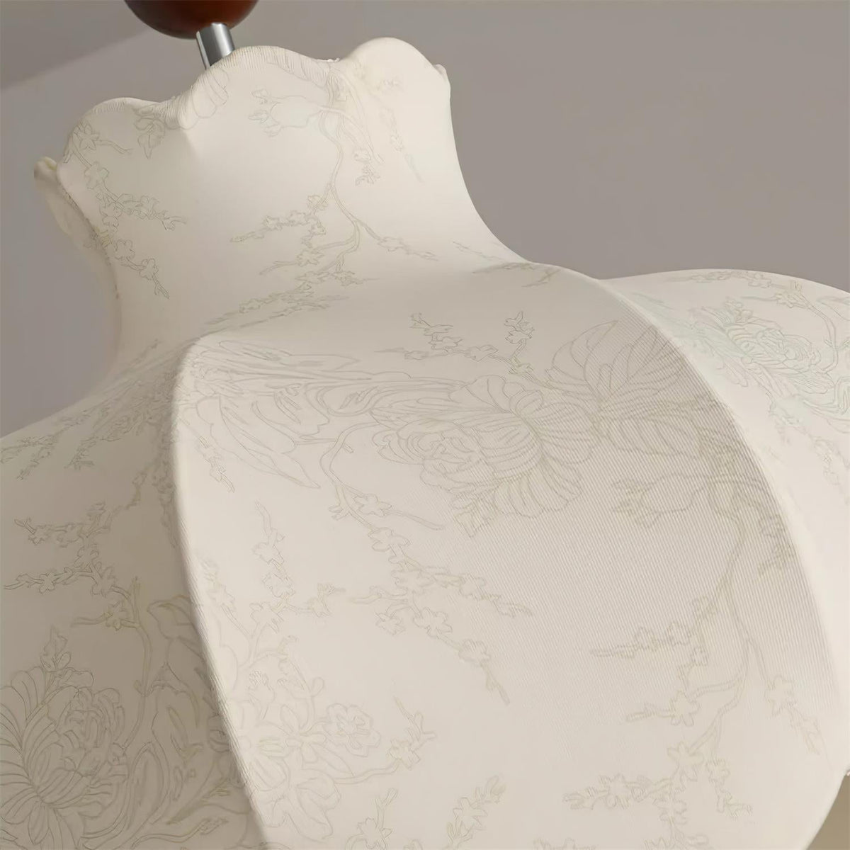 Pendant Lamp Fabric Shade Wood Accents Vintage for Living Room-Neutral Decor